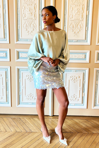 Cloud Dancer Short cape | Pale green |