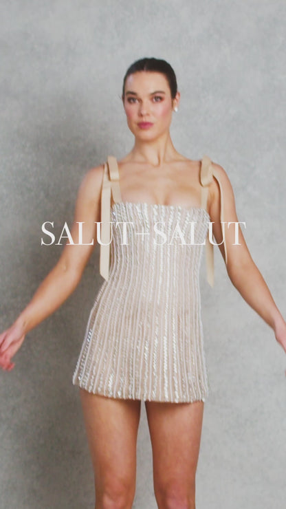 Shape of You Mini Dress | Nude with Pearl |